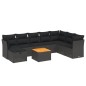 vidaXL Set de sofás de jardín 8 piezas y cojines ratán sintético negro vidaXL Set de sofás de jardín 8 piezas y cojines ratán sintético negro