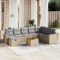 vidaXL Juego de sofás jardín con cojines beige mezcla 9 pzas ratán PE vidaXL Juego de sofás jardín con cojines beige mezcla 9 pzas ratán PE