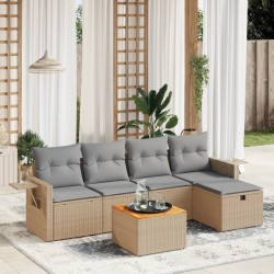 vidaXL Juego de sofás jardín con cojines beige mezcla 6 pzas ratán PE