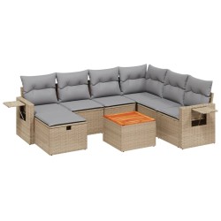 vidaXL Juego de sofás jardín con cojines beige mezcla 8 pzas ratán PE