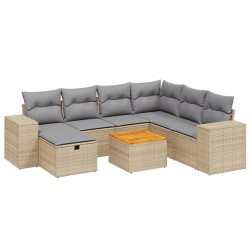 vidaXL Juego de sofás jardín con cojines beige mezcla 8 pzas ratán PE