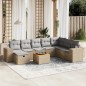 vidaXL Juego de sofás jardín con cojines beige mezcla 9 pzas ratán PE