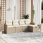 vidaXL Juego de sofás jardín con cojines 5 pzas ratán sintético beige vidaXL Juego de sofás jardín con cojines 5 pzas ratán sintético beige