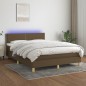 vidaXL Cama box spring con colchón LED tela marrón oscuro 140x200 cm vidaXL Cama box spring con colchón LED tela marrón oscuro 140x200 cm