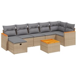 vidaXL Juego de sofás jardín con cojines beige mezcla 8 pzas ratán PE