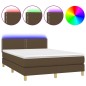 vidaXL Cama box spring con colchón LED tela marrón oscuro 140x200 cm vidaXL Cama box spring con colchón LED tela marrón oscuro 140x200 cm
