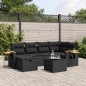 vidaXL Set de comedor de jardín 7 pzas y cojines ratán sintético negro vidaXL Set de comedor de jardín 7 pzas y cojines ratán sintético negro