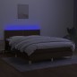 vidaXL Cama box spring con colchón LED tela marrón oscuro 140x200 cm vidaXL Cama box spring con colchón LED tela marrón oscuro 140x200 cm