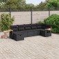 vidaXL Set de comedor de jardín 7 pzas y cojines ratán sintético negro vidaXL Set de comedor de jardín 7 pzas y cojines ratán sintético negro