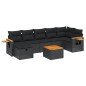 vidaXL Set de sofás de jardín 8 piezas y cojines ratán sintético negro vidaXL Set de sofás de jardín 8 piezas y cojines ratán sintético negro