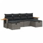 vidaXL Set de muebles de jardín 6 pzas y cojines ratán sintético gris vidaXL Set de muebles de jardín 6 pzas y cojines ratán sintético gris