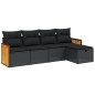 vidaXL Set de muebles de jardín 5 pzas y cojines ratán sintético negro vidaXL Set de muebles de jardín 5 pzas y cojines ratán sintético negro