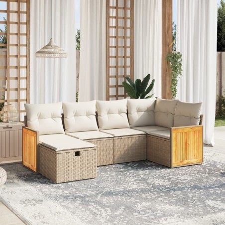 vidaXL Juego de sofás jardín con cojines 6 pzas ratán sintético beige