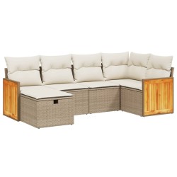 vidaXL Juego de sofás jardín con cojines 6 pzas ratán sintético beige