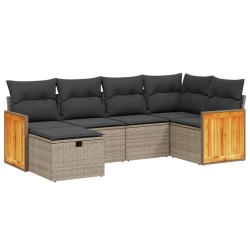 vidaXL Set de muebles de jardín 6 pzas y cojines ratán sintético gris