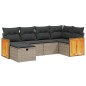 vidaXL Set de muebles de jardín 6 pzas y cojines ratán sintético gris vidaXL Set de muebles de jardín 6 pzas y cojines ratán sintético gris