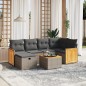 vidaXL Set de sofás de jardín 7 piezas con cojines ratán PE gris vidaXL Set de sofás de jardín 7 piezas con cojines ratán PE gris