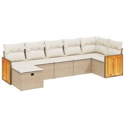 vidaXL Set sofás de jardín 7 piezas y cojines ratán sintético beige