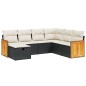 vidaXL Set de comedor de jardín 7 pzas y cojines ratán sintético negro vidaXL Set de comedor de jardín 7 pzas y cojines ratán sintético negro