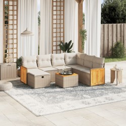 vidaXL Juego de sofás de jardín con cojines beige 8 pzas ratán PE