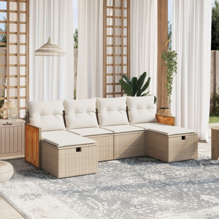 vidaXL Juego de sofás jardín con cojines 6 pzas ratán sintético beige