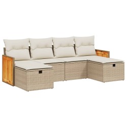 vidaXL Juego de sofás jardín con cojines 6 pzas ratán sintético beige