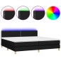 vidaXL Cama box spring con colchón LED tela negro 200x200 cm vidaXL Cama box spring con colchón LED tela negro 200x200 cm