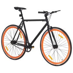 vidaXL Bicicleta de piñón fijo negro y naranja 700c 55 cm