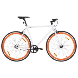 vidaXL Bicicleta de piñón fijo blanco y naranja 700c 59 cm