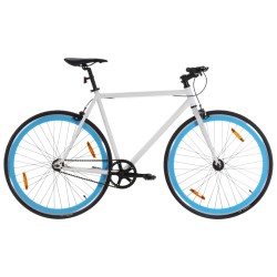 vidaXL Bicicleta de piñón fijo blanco y azul 700c 51 cm