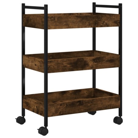vidaXL Carrito de cocina madera ingeniería roble ahumado 50x30x70 cm