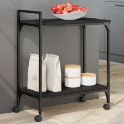 vidaXL Carrito de cocina de madera de ingeniería negro 60,5x31x72,5 cm