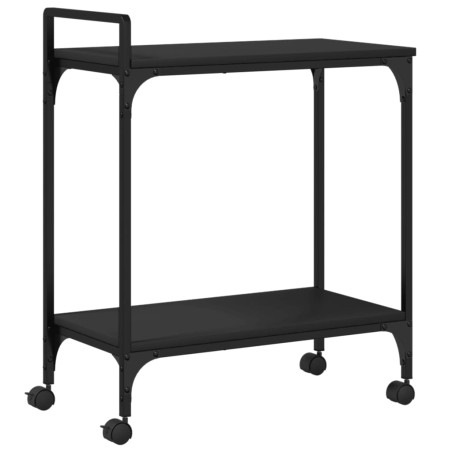 vidaXL Carrito de cocina de madera de ingeniería negro 60,5x31x72,5 cm