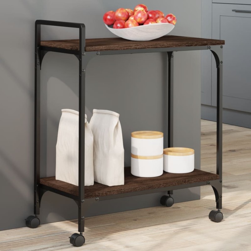 vidaXL Carrito de cocina madera ingeniería marrón roble 60,5x31x72,5cm vidaXL Carrito de cocina madera ingeniería marrón roble 60,5x31x72,5cm
