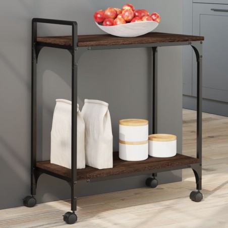 vidaXL Carrito de cocina madera ingeniería marrón roble 60,5x31x72,5cm