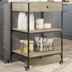 vidaXL Carrito de cocina madera ingeniería roble Sonoma 60x48x89,5 cm