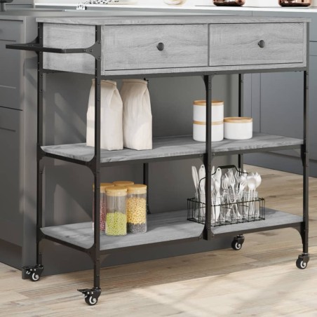 vidaXL Carrito de cocina madera ingeniería gris Sonoma 105x42x95 cm