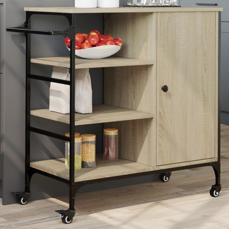 vidaXL Carrito de cocina madera ingeniería Sonoma 87,5x38,5x84,5 cm