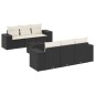 vidaXL Set de comedor de jardín 7 pzas y cojines ratán sintético negro vidaXL Set de comedor de jardín 7 pzas y cojines ratán sintético negro