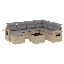 vidaXL Juego de sofás de jardín con cojines beige 8 pzas ratán PE