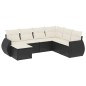 vidaXL Set de comedor de jardín 7 pzas y cojines ratán sintético negro vidaXL Set de comedor de jardín 7 pzas y cojines ratán sintético negro