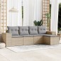 vidaXL Juego de sofás jardín con cojines 5 pzas ratán sintético beige vidaXL Juego de sofás jardín con cojines 5 pzas ratán sintético beige