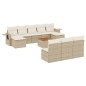 vidaXL Set de sofás de jardín 11pzas con cojines ratán sintético beige vidaXL Set de sofás de jardín 11pzas con cojines ratán sintético beige