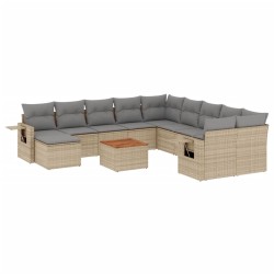 vidaXL Set de sofás de jardín 12 pzas y cojines ratán sintético marrón