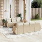 vidaXL Juego de sofás de jardín con cojines beige 8 pzas ratán PE