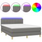 vidaXL Cama box spring colchón y luces LED tela gris oscuro 140x200 cm vidaXL Cama box spring colchón y luces LED tela gris oscuro 140x200 cm