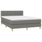 vidaXL Cama box spring colchón y luces LED tela gris oscuro 140x200 cm vidaXL Cama box spring colchón y luces LED tela gris oscuro 140x200 cm