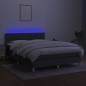 vidaXL Cama box spring colchón y luces LED tela gris oscuro 140x200 cm vidaXL Cama box spring colchón y luces LED tela gris oscuro 140x200 cm