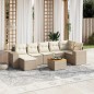 vidaXL Juego de sofás de jardín con cojines beige 8 pzas ratán PE vidaXL Juego de sofás de jardín con cojines beige 8 pzas ratán PE