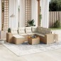 vidaXL Juego de sofás de jardín con cojines beige 8 pzas ratán PE